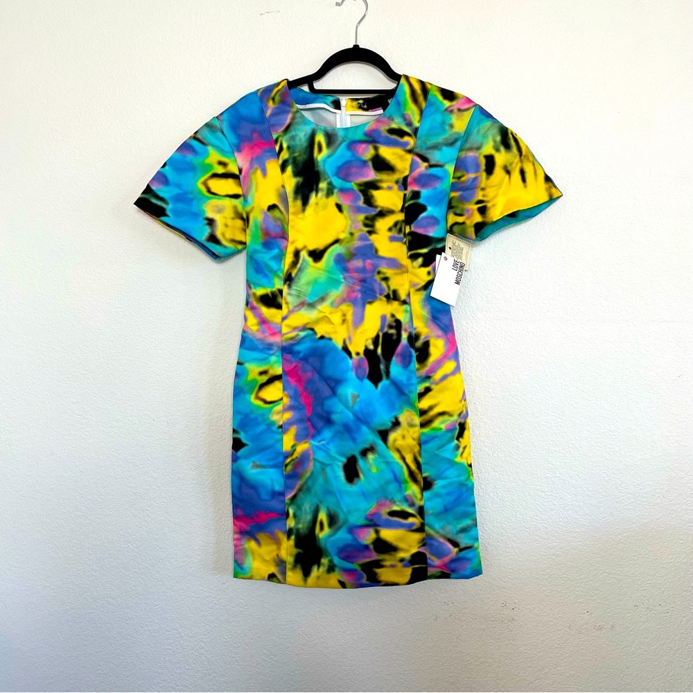 MOSCHINO Tie Dye Rainbow Short Sleeve Dress